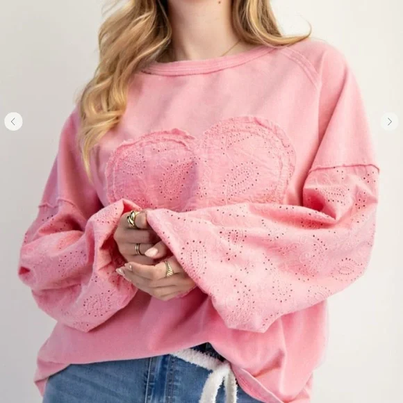 Easel Pink embleshied Heart Top Embroidered NWT
All sizes - Picture 3 of 6